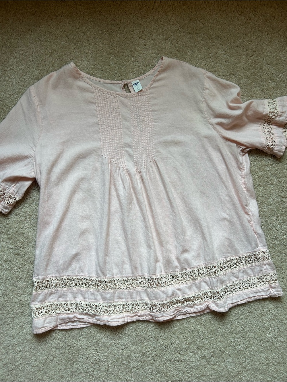Old Navy Light Pink Pintuck Front Blouse